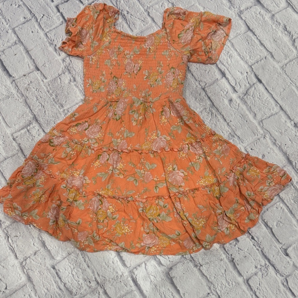 Floral Orange Kids Dress